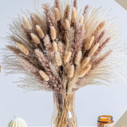 PAMPAS Bohemian Decorative Reed Rabbit Tail Grass Mix And Match Dried Flowers Bouquet