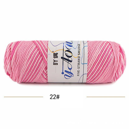 5Strands Milk Cotton Medium Thick Tie-dye Smudge Dyed Yarn