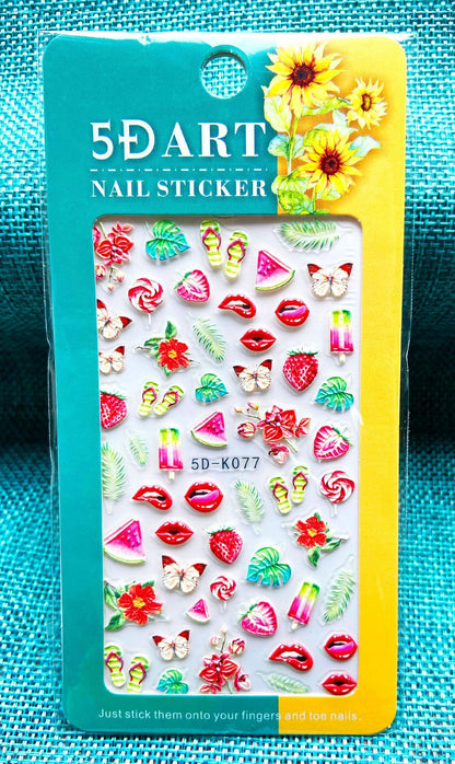 Embossed Nail Sticker Plaid Nail Sticker Three-dimensional Bow Nail Sticker Summer Nail Sticker