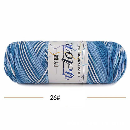 5Strands Milk Cotton Medium Thick Tie-dye Smudge Dyed Yarn