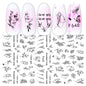 Black and White Flower Geometric Nail Sticker