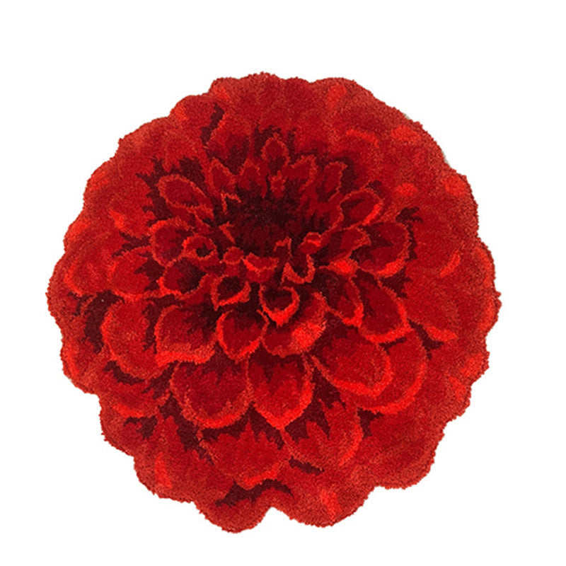 Round Brassica Oleracea Flowers Pile Floor Covering