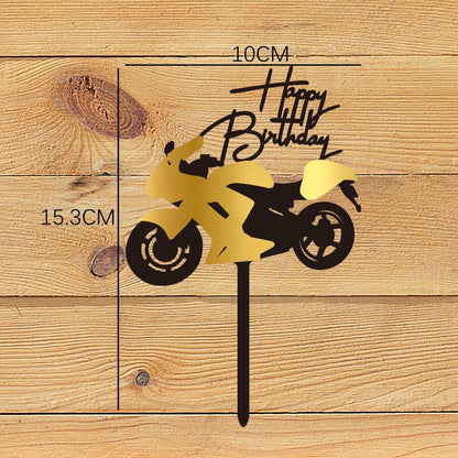 Motorcycle Car Birthday Cake Insertion Party Decoration
