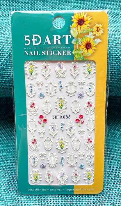 Embossed Nail Sticker Plaid Nail Sticker Three-dimensional Bow Nail Sticker Summer Nail Sticker