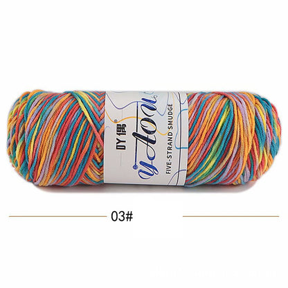 5Strands Milk Cotton Medium Thick Tie-dye Smudge Dyed Yarn