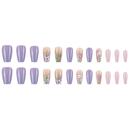 Wonderful Embossed Flower Fake Nail Tip