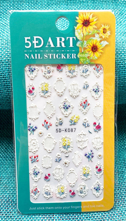 Embossed Nail Sticker Plaid Nail Sticker Three-dimensional Bow Nail Sticker Summer Nail Sticker
