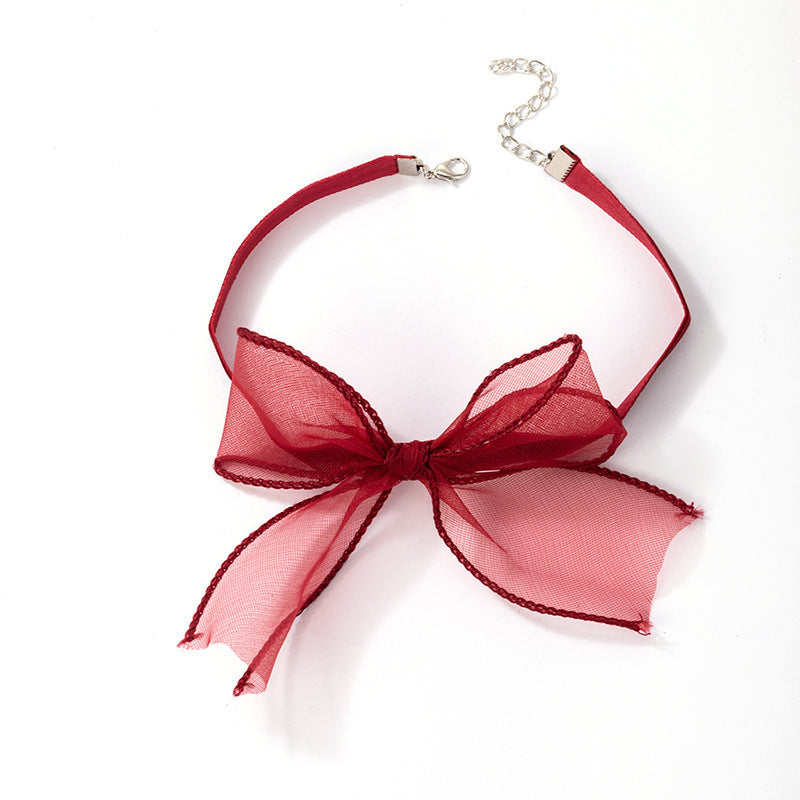 Bowknot Cute Black Net Yarn Necklace Jewelry