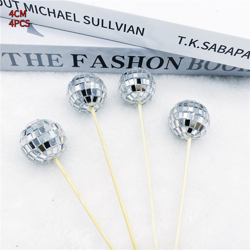 Disco Ball Cake Decoration With Wooden Stick