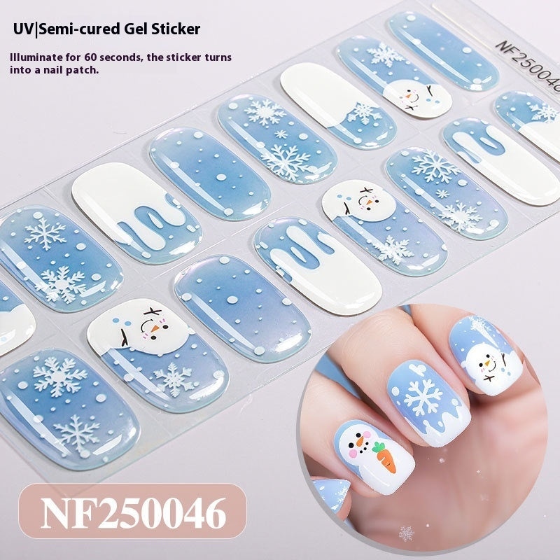 Semi-cured New Christmas Gel Nail Stickers