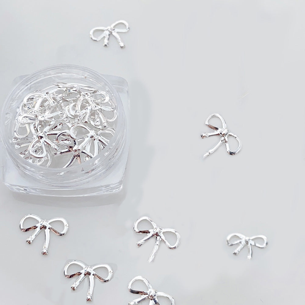 Alloy Bow Nail Ornament Light Luxury Advanced Bow Gold And Silver Nail Accessories