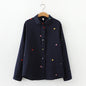 Women's Artistic Double-layer Cotton Yarn Doll Collar Printed Long-sleeved Shirt
