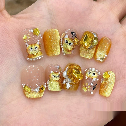 Cat's Eye Wear Nail Short Exquisite Cute Wear Manicure