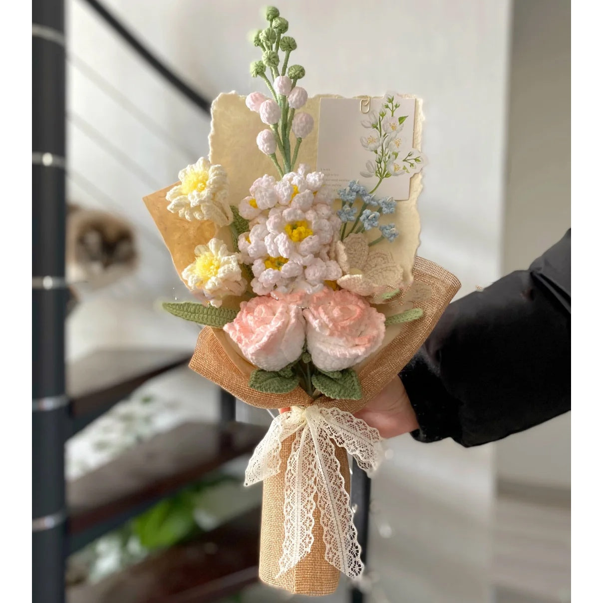 Hand Woven Yarn Bouquet For Finished Products