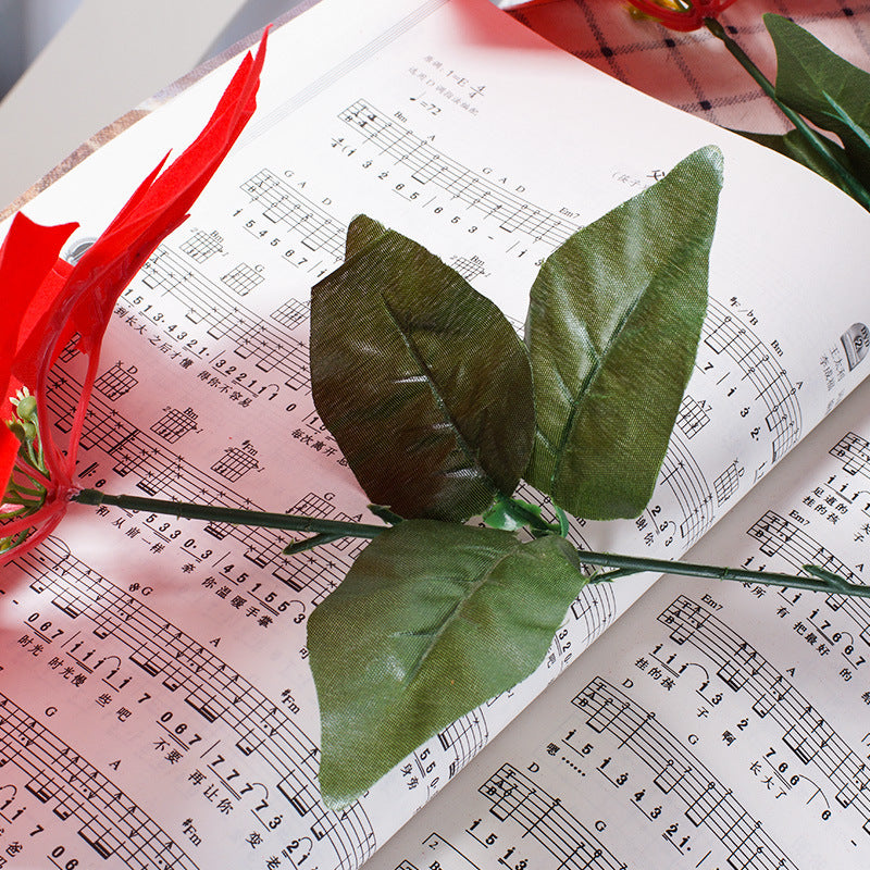 Simulation Poinsettia 7-Heads Decorative Christmas Flowers