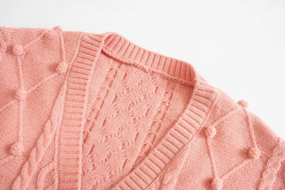 Three-dimensional Yarn Ball Twist Knit Sweater Sling