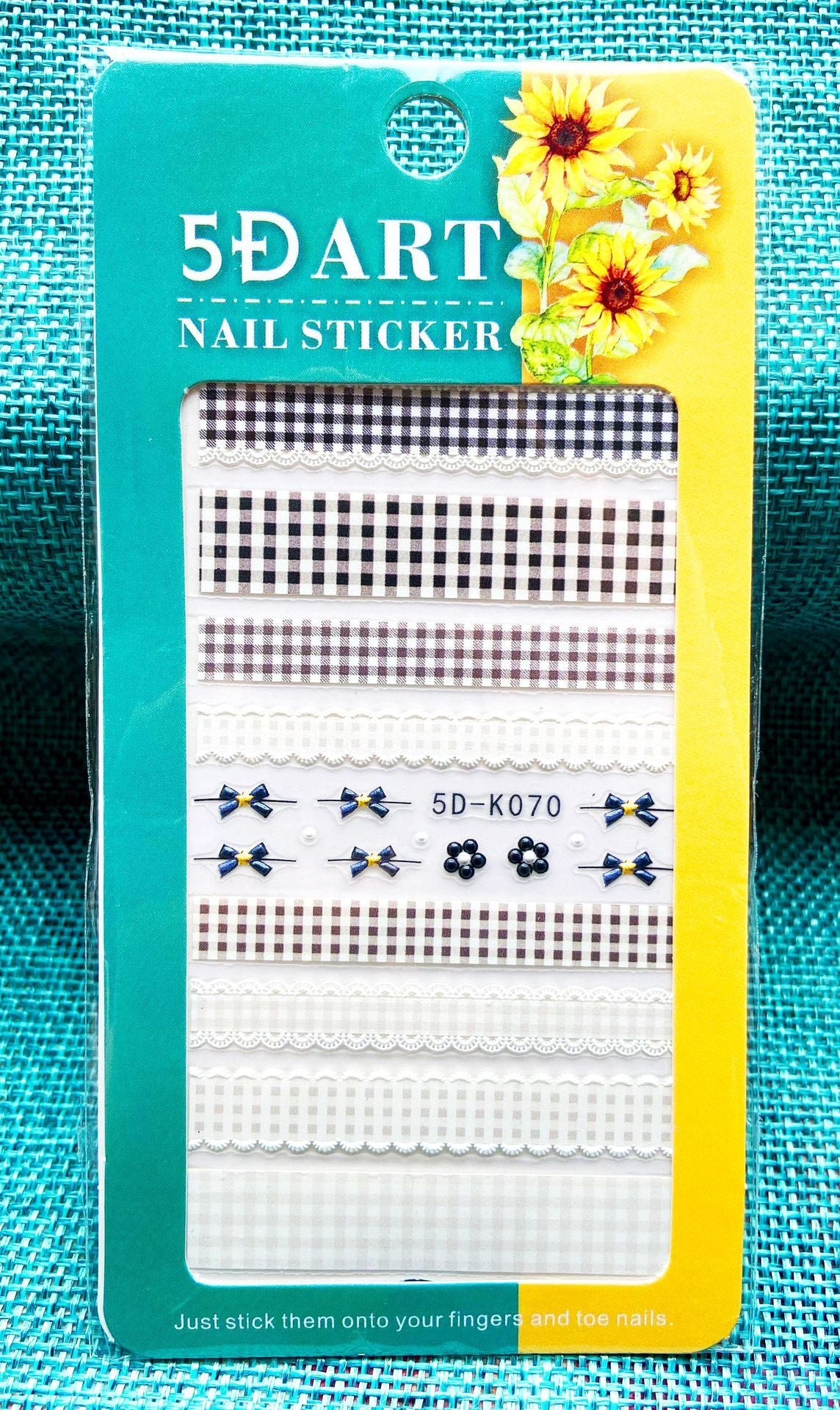 Embossed Nail Sticker Plaid Nail Sticker Three-dimensional Bow Nail Sticker Summer Nail Sticker