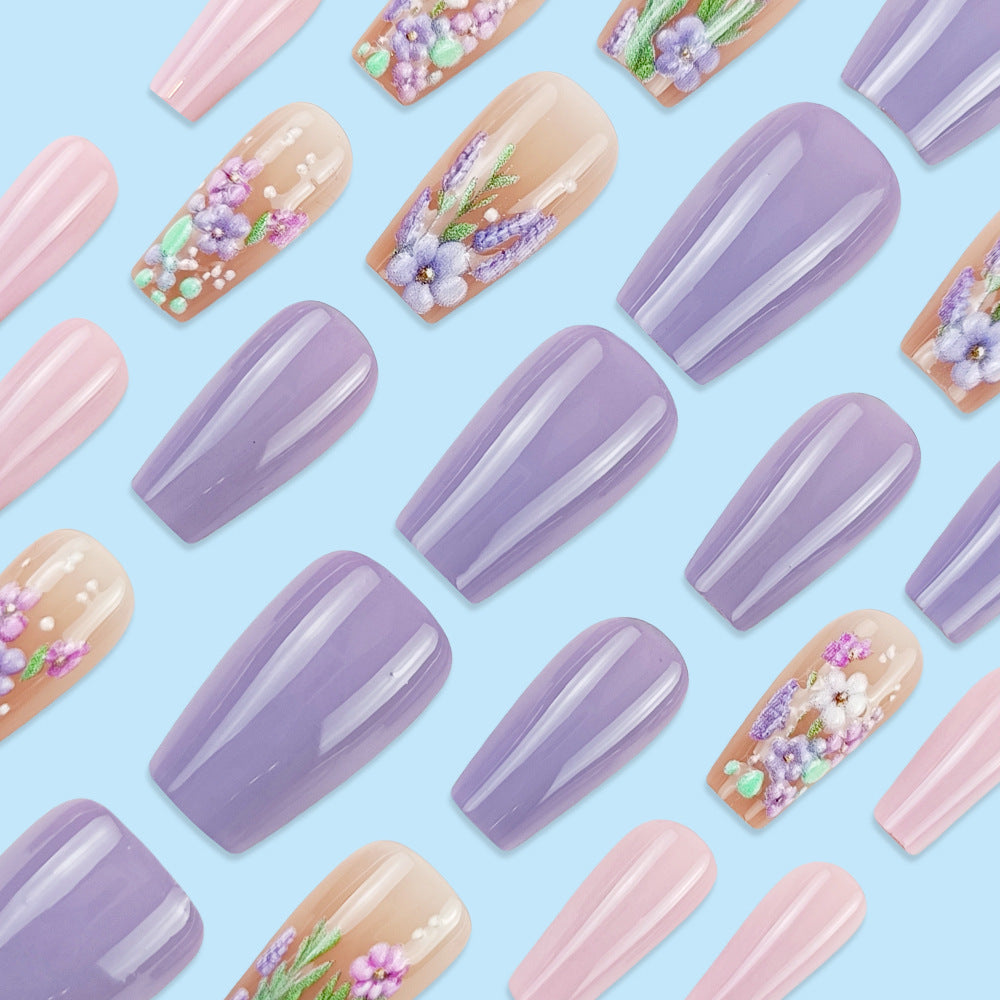 Wonderful Embossed Flower Fake Nail Tip