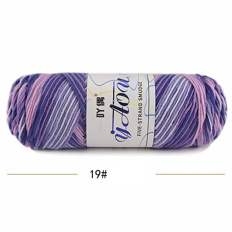 5Strands Milk Cotton Medium Thick Tie-dye Smudge Dyed Yarn