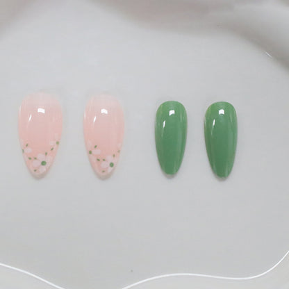 New Simple Cute White Little Flower Long Green Section