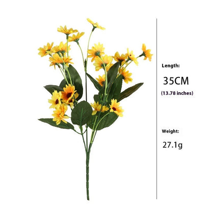 13 Sunflower Artificial Flower Sun Fake Bouquet Plastic Flowers Fence Small Handle Plug Home Decoration