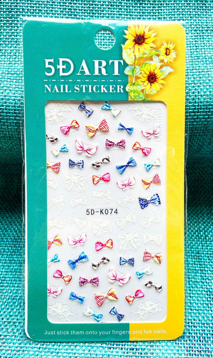 Embossed Nail Sticker Plaid Nail Sticker Three-dimensional Bow Nail Sticker Summer Nail Sticker