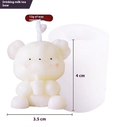 Cute Bear Candle Cake DIY Birthday Aromatherapy Candle Silicone Baking Mold