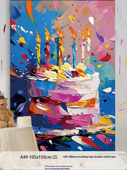 Birthday Party Layout Cake Hanging Cloth Children Background Wall