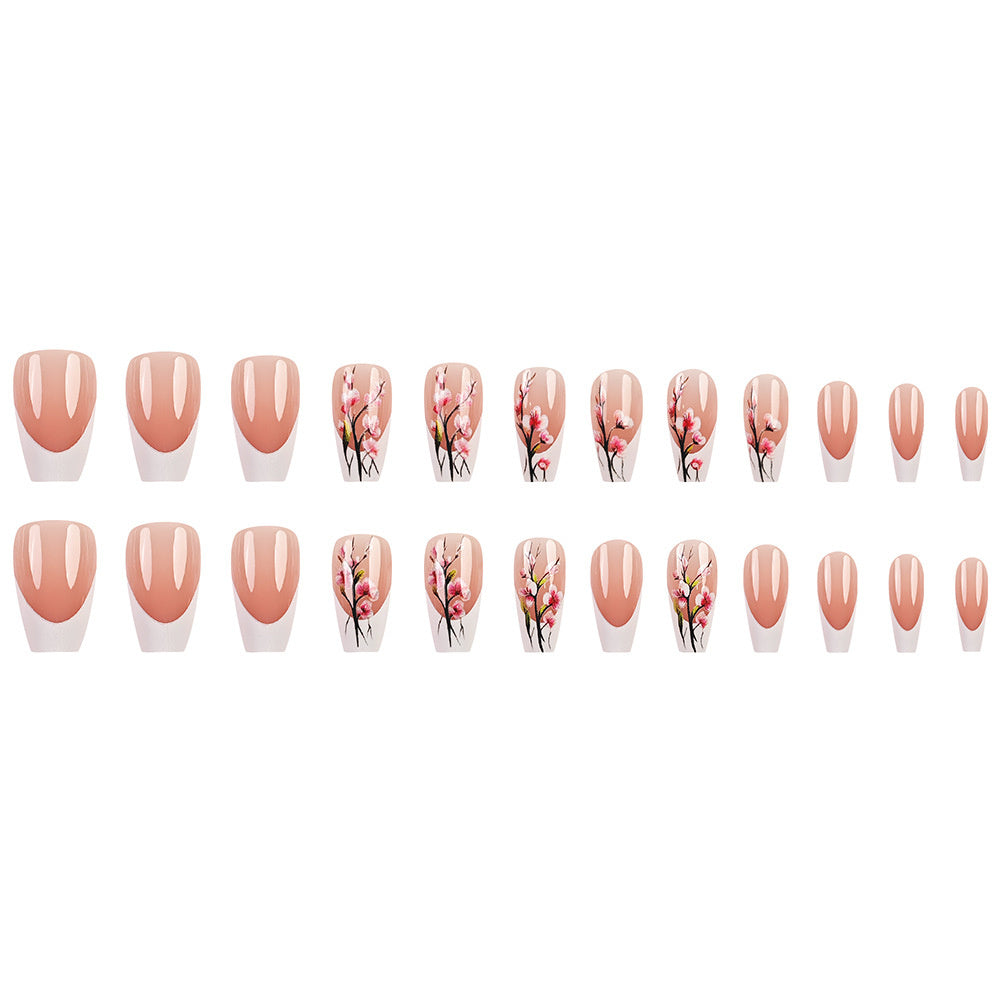 Plum Blossom Style Nail Tips Simple White Edge French Wear Armor