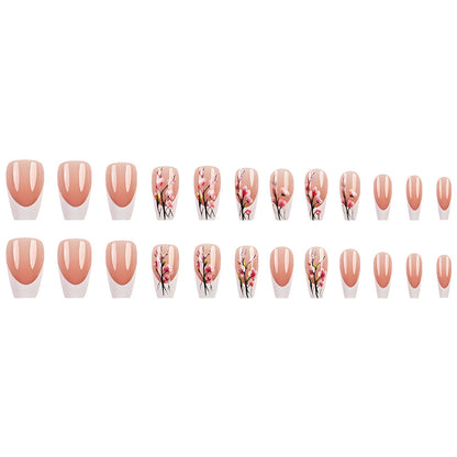 Plum Blossom Style Nail Tips Simple White Edge French Wear Armor