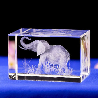 Interior Carving 3D Animal Series Crystal Statue Tourist Souvenir