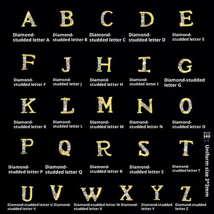 26 Letter Alloy Nail Ornament Nail Crystal