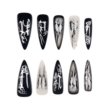 Dark Cool Spicy Punk European And American Nail Sticker Love Butterfly Wearable Fake Nails