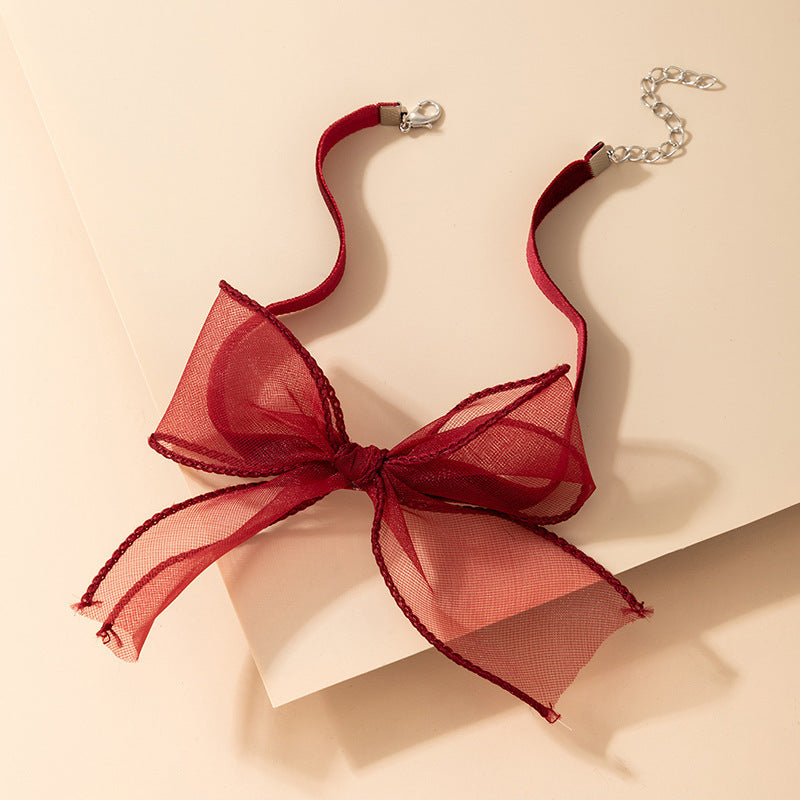 Bowknot Cute Black Net Yarn Necklace Jewelry