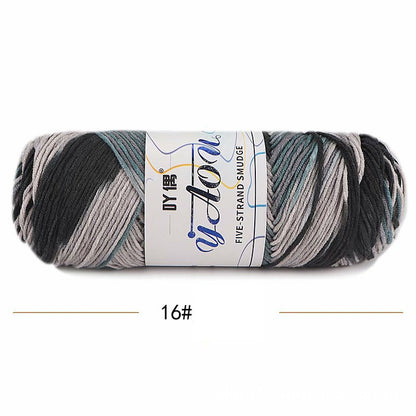 5Strands Milk Cotton Medium Thick Tie-dye Smudge Dyed Yarn