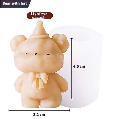 Cute Bear Candle Cake DIY Birthday Aromatherapy Candle Silicone Baking Mold