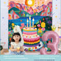 Birthday Party Layout Cake Hanging Cloth Children Background Wall