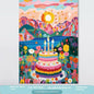 Birthday Party Layout Cake Hanging Cloth Children Background Wall