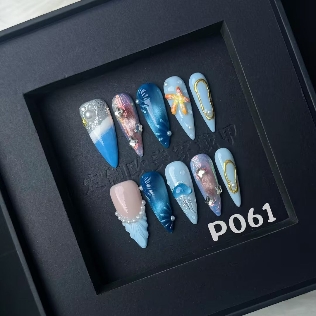 Carved Wear Armor Hand-painted Marine Three-dimensional Pattern Combination Nail Stickers