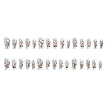 WM-146 Pastel Embroidery Fake Nails Short T National Style Flowers Expensive Temperament