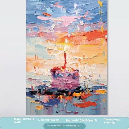 Birthday Party Layout Cake Hanging Cloth Children Background Wall