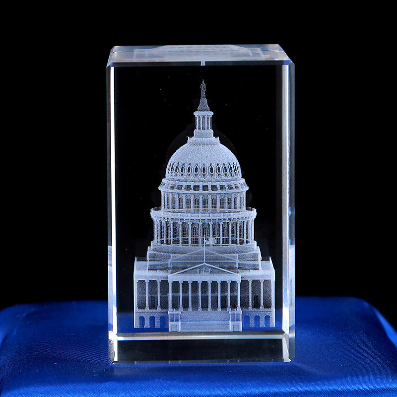 Interior Carving 3D Animal Series Crystal Statue Tourist Souvenir