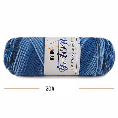 5Strands Milk Cotton Medium Thick Tie-dye Smudge Dyed Yarn