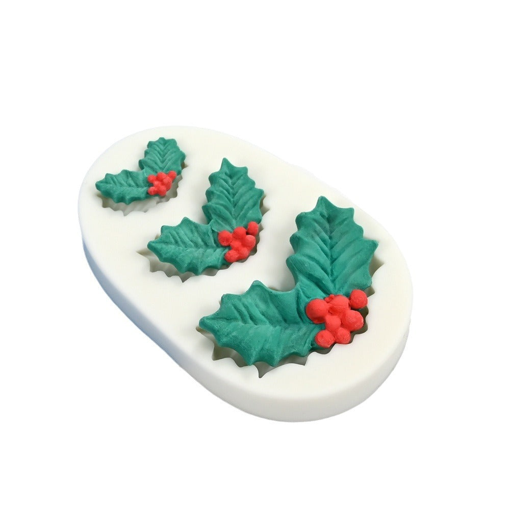 Jingling Bell Leaf Of Chinese Ilex Silicone Mold Fondant Cake Decoration Mold