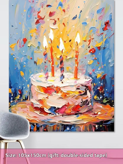 Birthday Party Layout Cake Hanging Cloth Children Background Wall