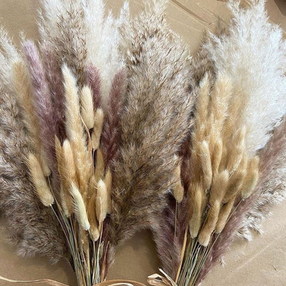 PAMPAS Bohemian Decorative Reed Rabbit Tail Grass Mix And Match Dried Flowers Bouquet