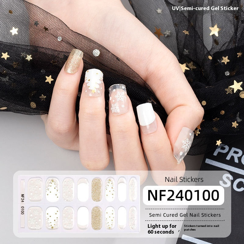 Semi-cured New Christmas Gel Nail Stickers