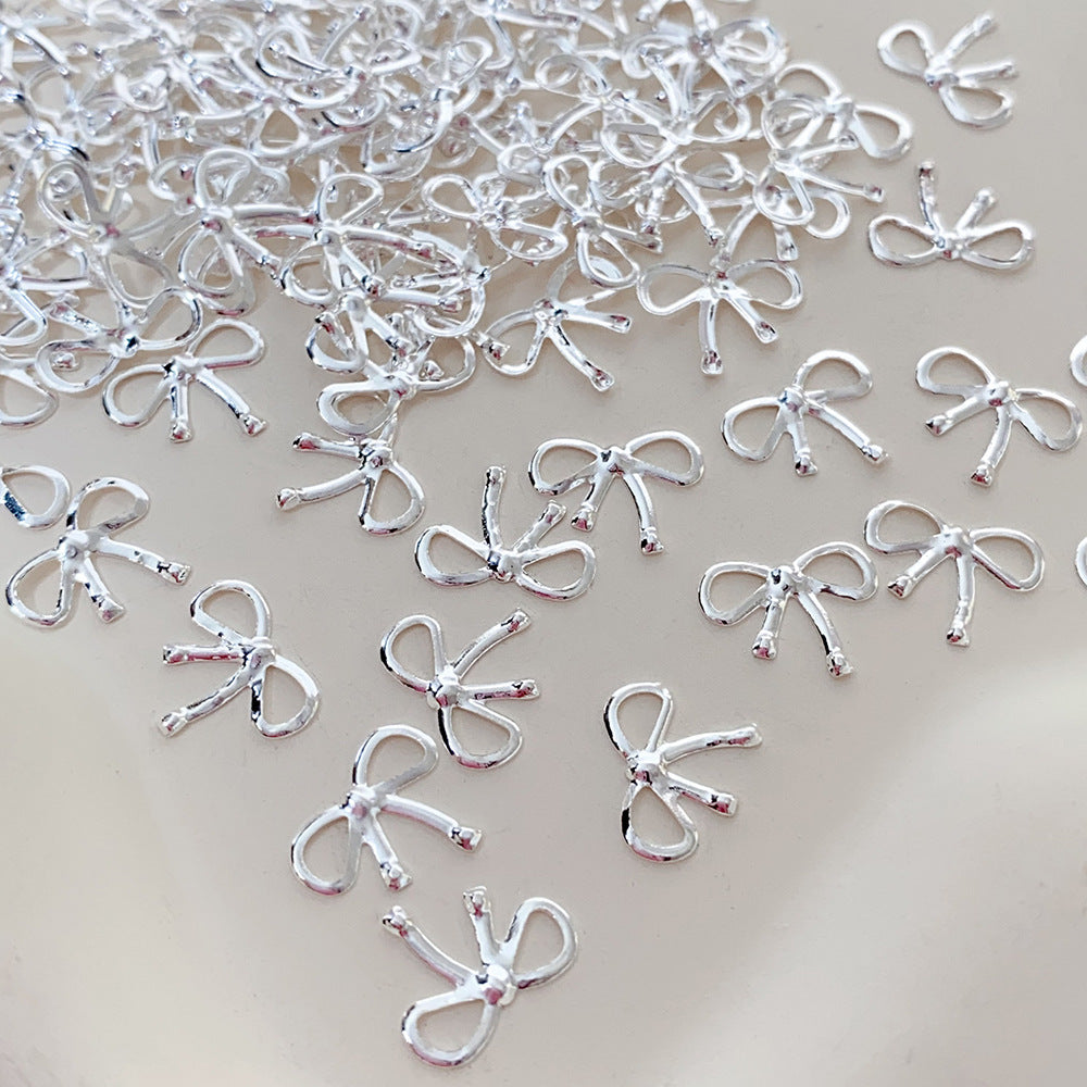 Alloy Bow Nail Ornament Light Luxury Advanced Bow Gold And Silver Nail Accessories